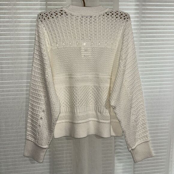 Madewell XL Off-White Lighthouse Open-Stitch Knit Dolman Cotton Pullover Sweater - Picture 8 of 14